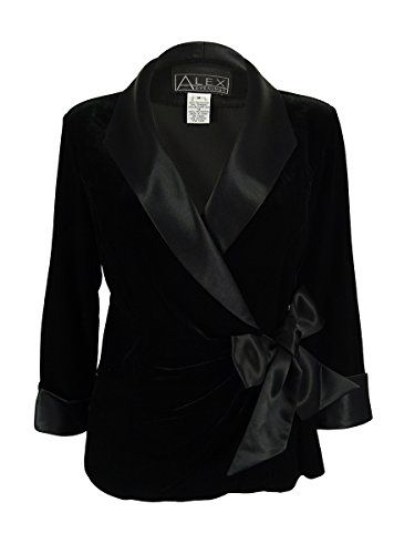 Velvet Satin-Trim Wrap Top — Black