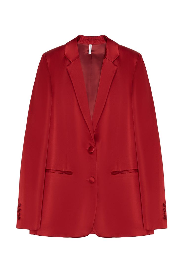 Helmut Lang Silk Blazer — Crimson